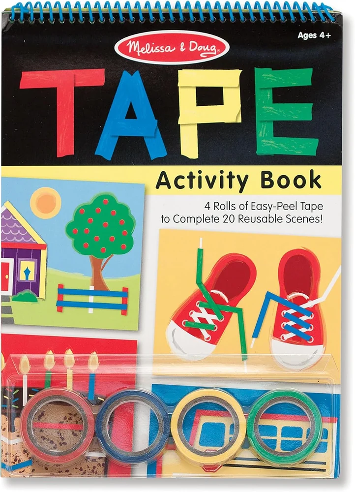Livro de atividades com fitas coloridas