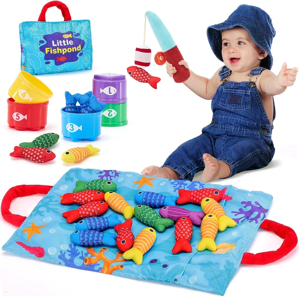 Jogo de pesca Montessori em tecido