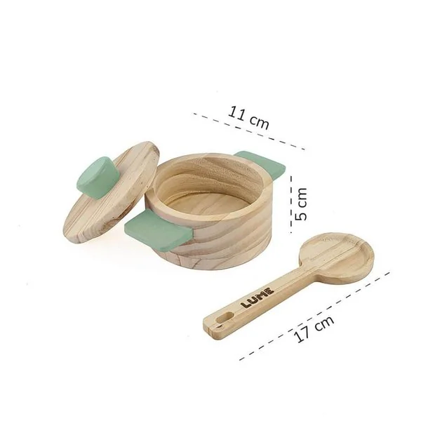 Minicozinha — Panela e Colher de Pau Verde